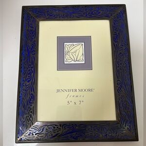 Jennifer Moore Cobalt Blue  Stained Glass With Overlay 5 x 7 Picture Frame